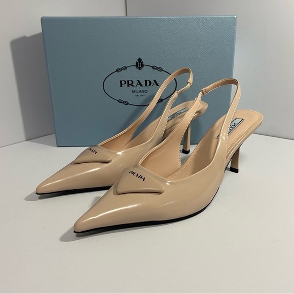 Prada Shoes - Prada Women's Beige Slingback Heels
